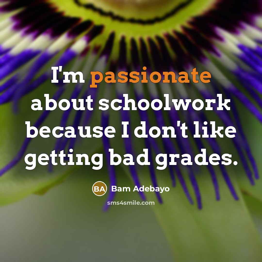 “I'm passionate about schoolwork because I don't like getting bad grades.” quote by Bam Adebayo