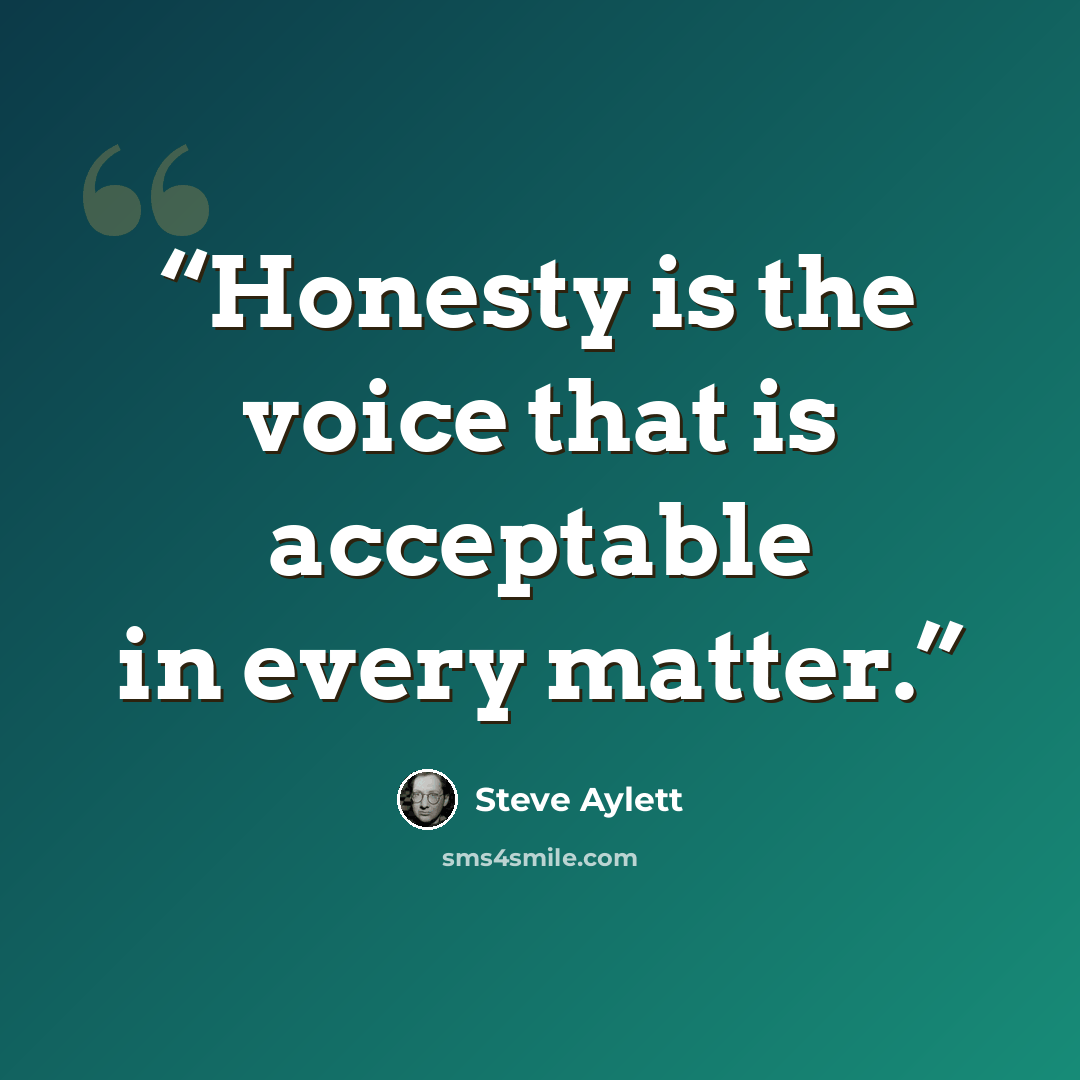 “Honesty is the voice that is acceptable in every matter.” quote by Steve Aylett