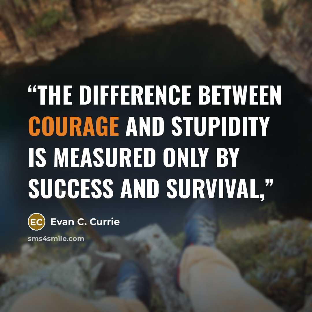 “The difference between courage and stupidity is measured only by success and survival,” quote by Evan C. Currie