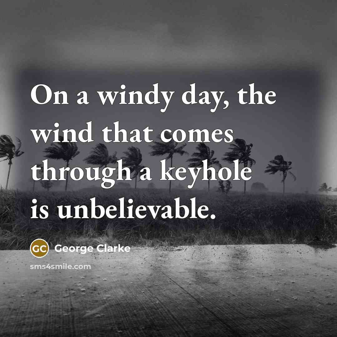 “On a windy day, the wind that comes through a keyhole is unbelievable.” quote by George Clarke