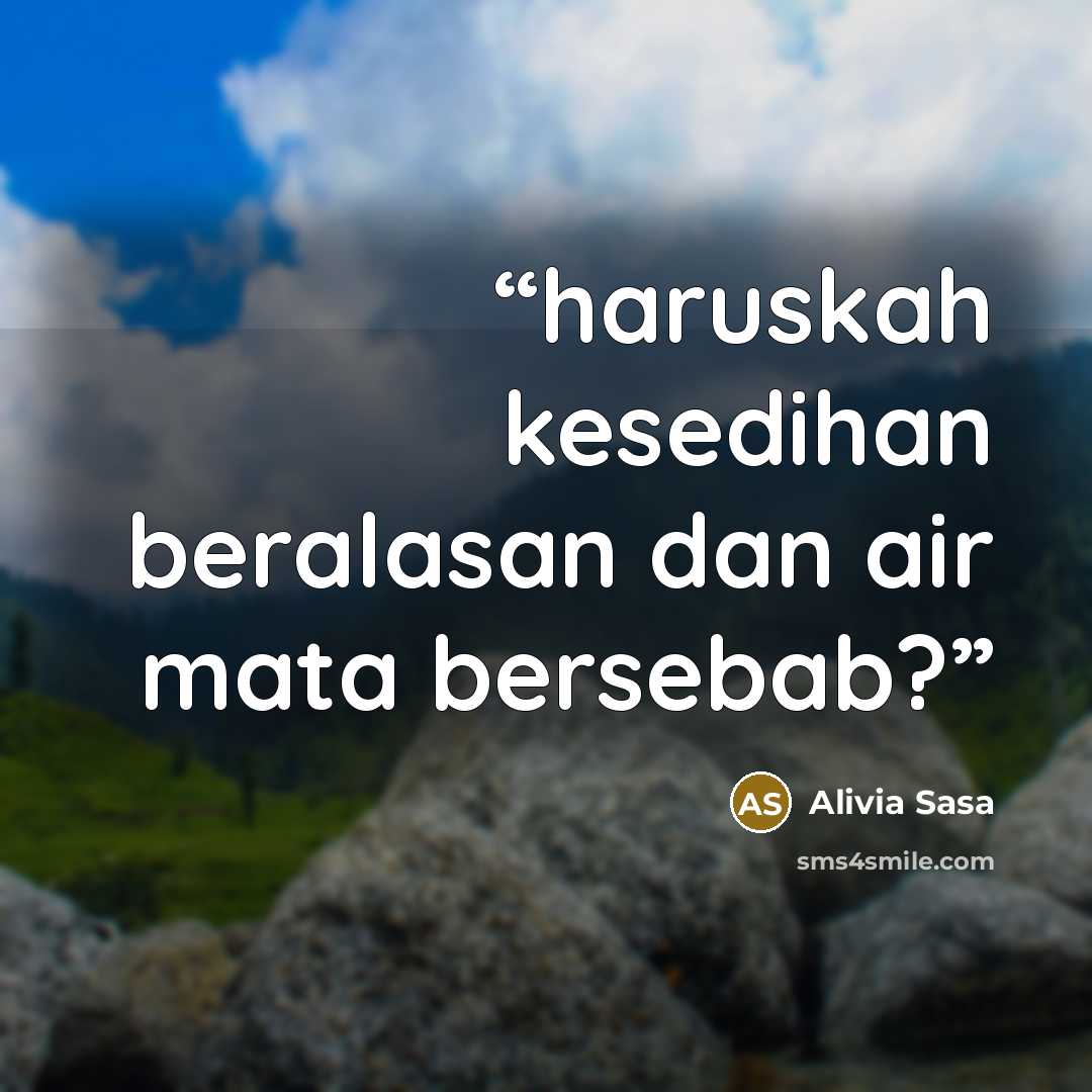 “haruskah kesedihan beralasan dan air mata bersebab?” quote by Alivia Sasa