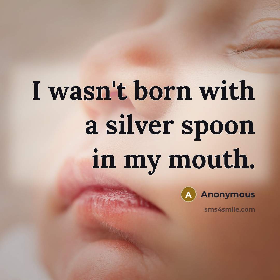 “I wasn't born with a silver spoon in my mouth.” quote by Anonymous