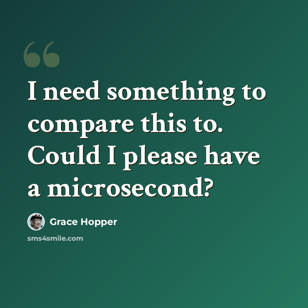 “I need something to compare this to. Could I please have a microsecond?” quote by Grace Hopper