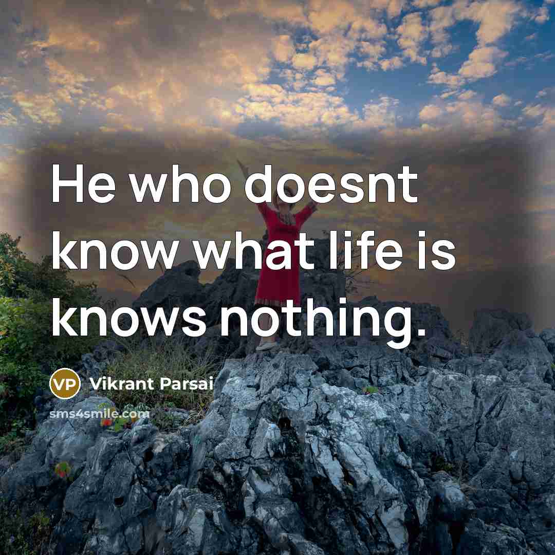 “He who doesnt know what life is knows nothing.” quote by Vikrant Parsai