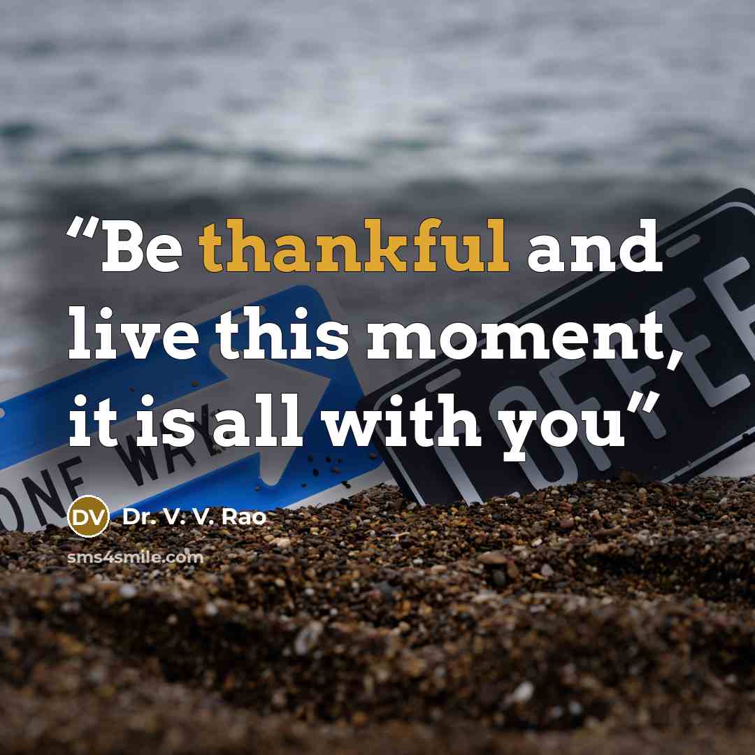 “Be thankful and live this moment, it is all with you” quote by Dr. V. V. Rao