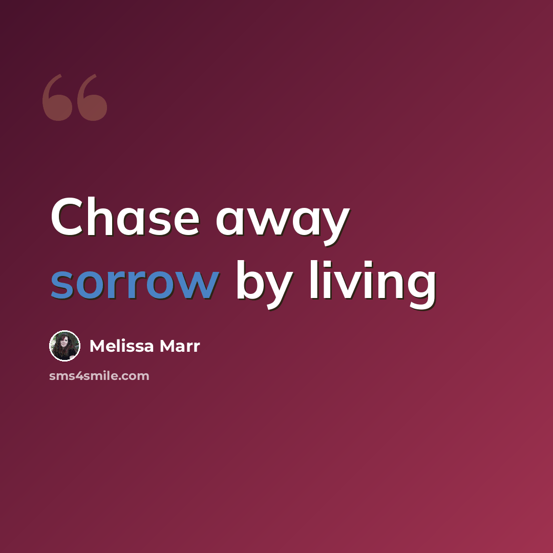 “Chase away sorrow by living” quote by Melissa Marr
