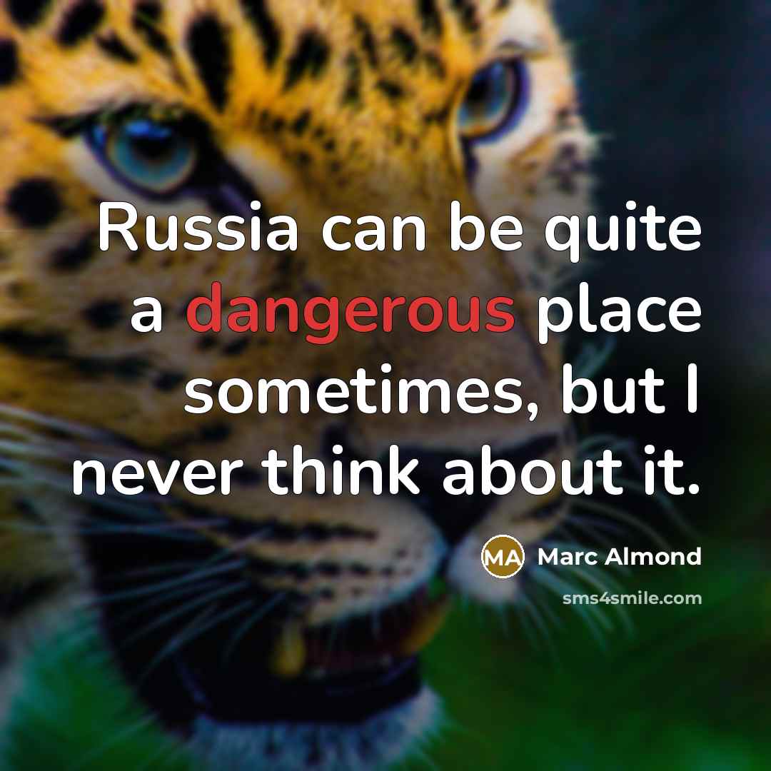 “Russia can be quite a dangerous place sometimes, but I never think about it.” quote by Marc Almond