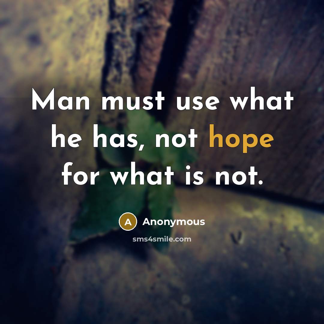 “Man must use what he has, not hope for what is not.” quote by Anonymous
