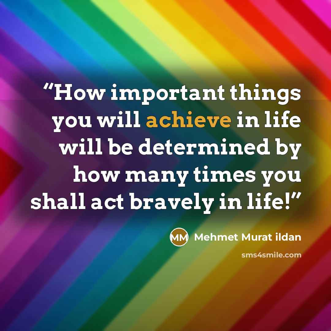 “How important things you will achieve in life will be determined by how many times you shall act bravely in life!” quote by Mehmet Murat ildan