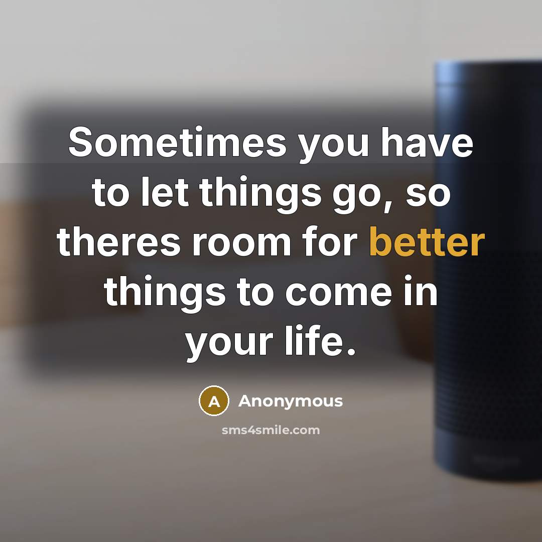 “Sometimes you have to let things go, so theres room for better things to come in your life.” quote by Anonymous
