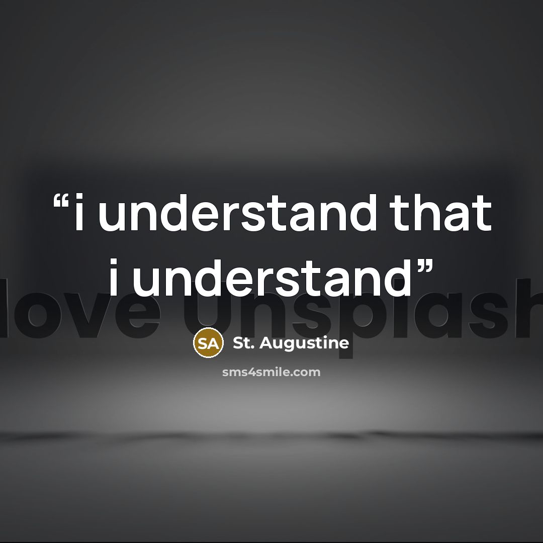 “i understand that i understand” quote by St. Augustine