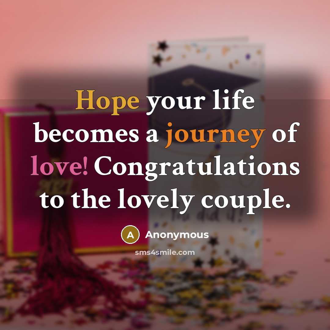 “Hope your life becomes a journey of love! Congratulations to the lovely couple.” quote by Anonymous
