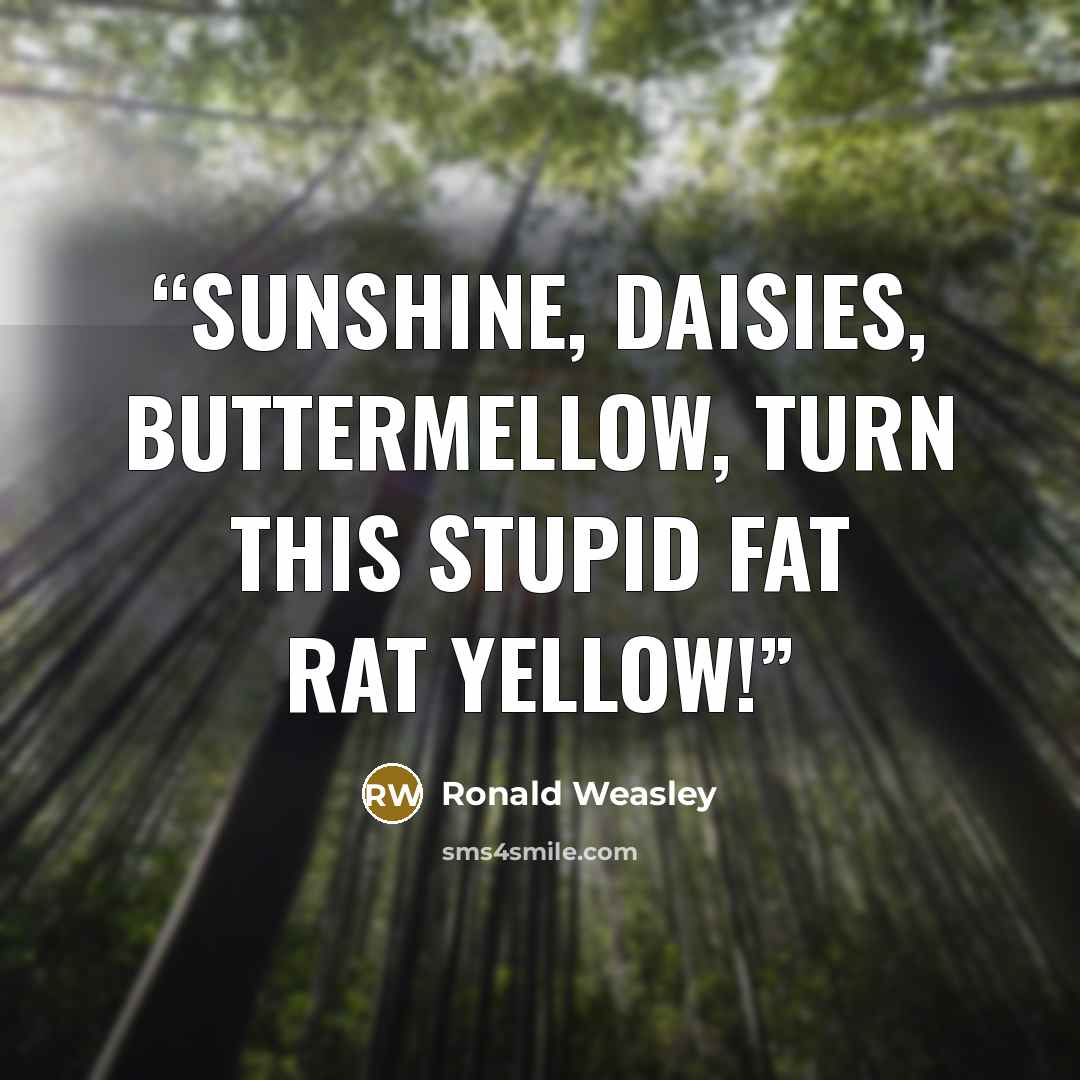 “Sunshine, daisies, buttermellow, turn this stupid fat rat yellow!” quote by Ronald Weasley