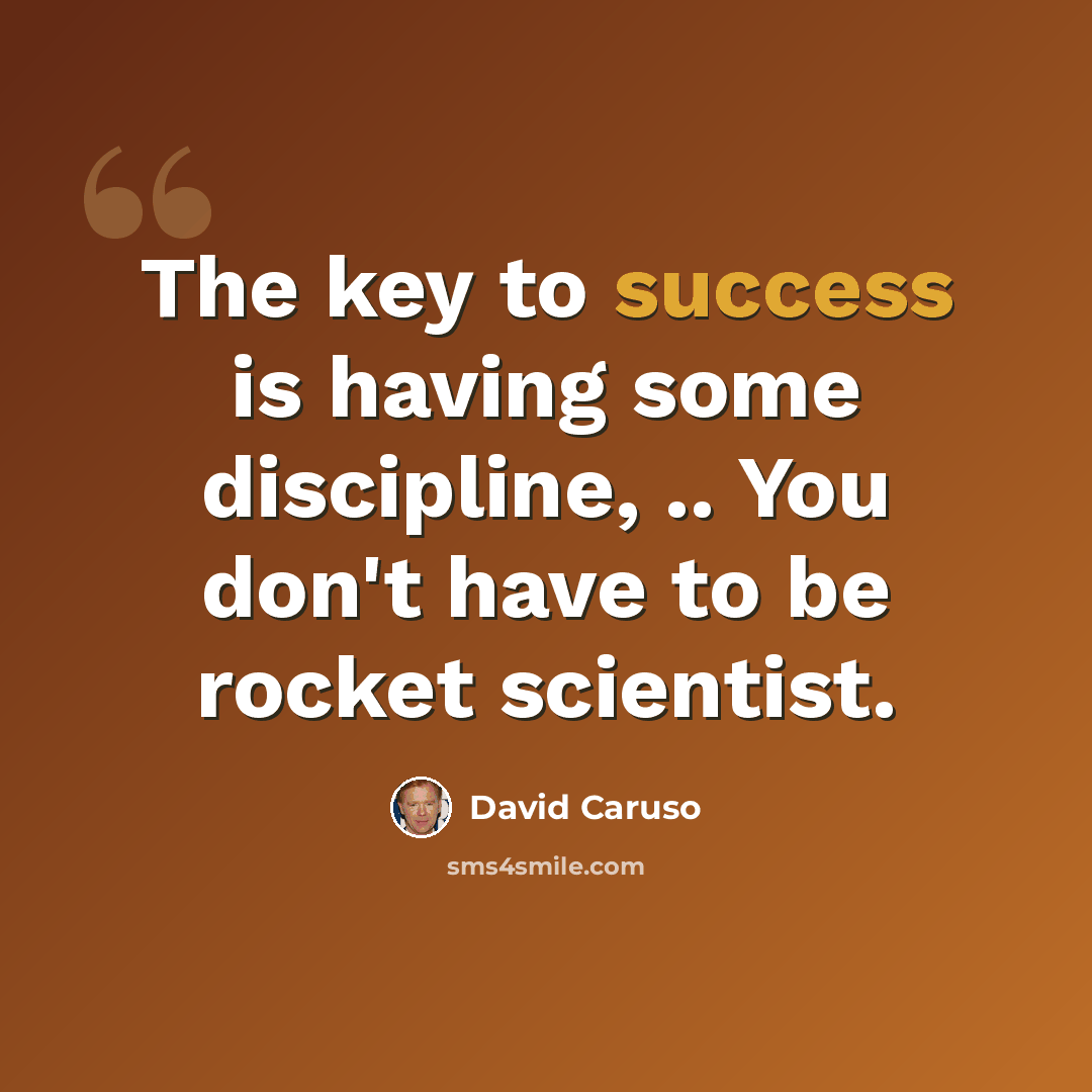 “The key to success is having some discipline, .. You don't have to be rocket scientist.” quote by David Caruso