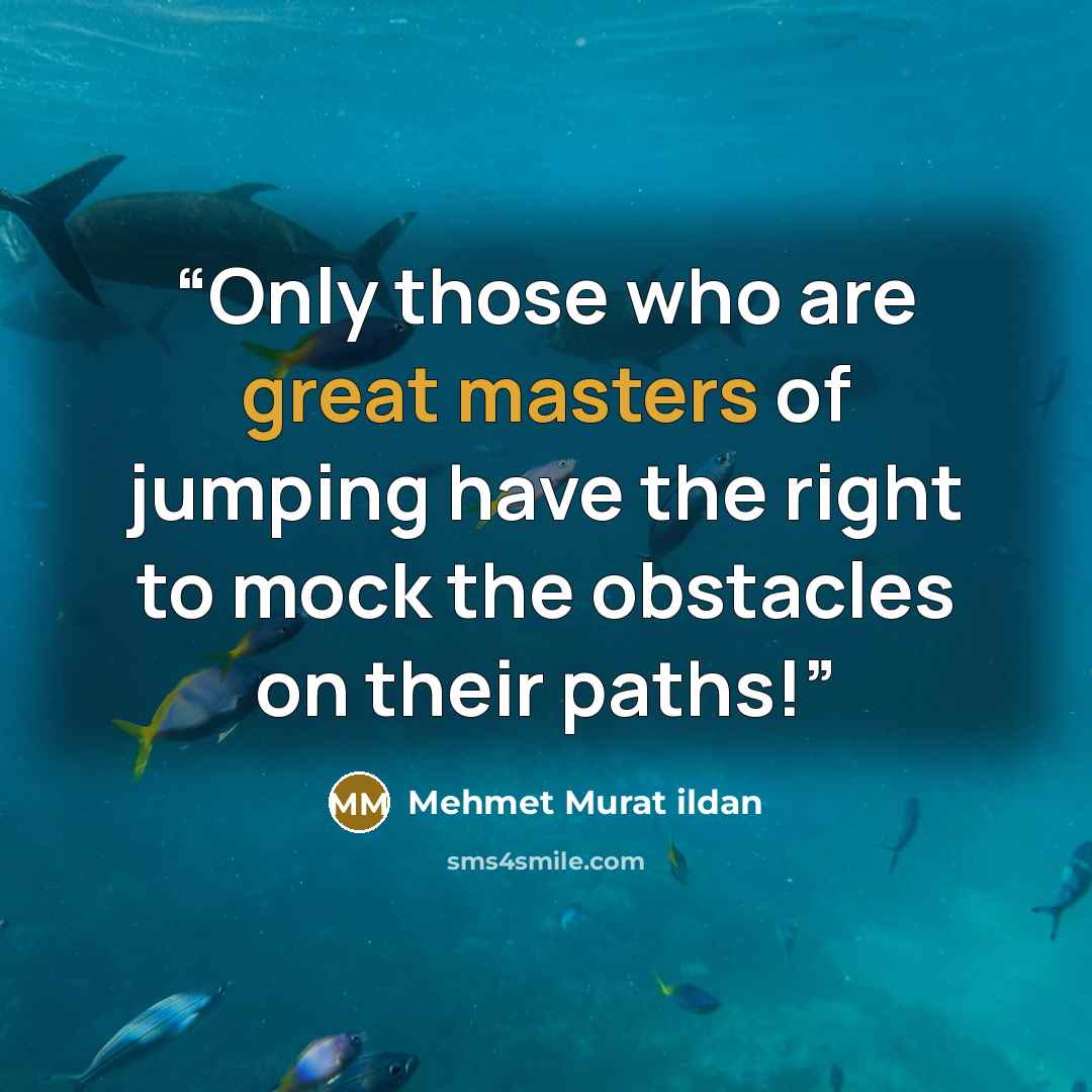 “Only those who are great masters of jumping have the right to mock the obstacles on their paths!” quote by Mehmet Murat ildan