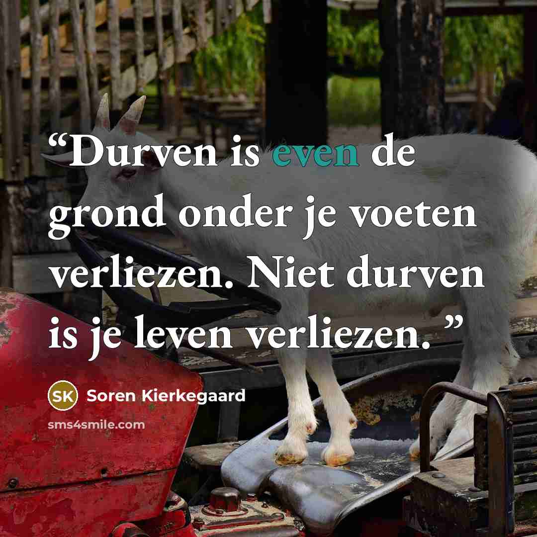 “Durven is even de grond onder je voeten verliezen. Niet durven is je leven verliezen.” quote by Soren Kierkegaard