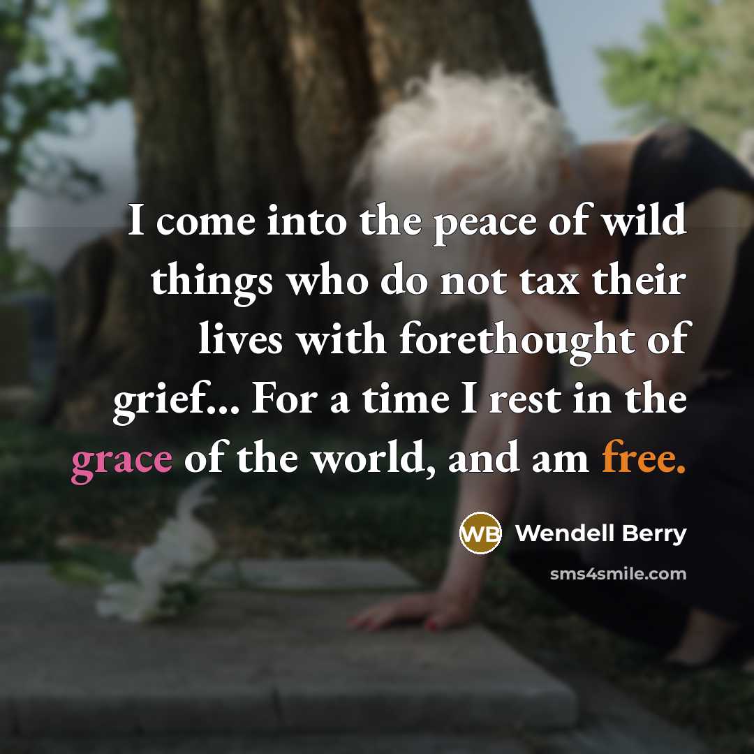 “I come into the peace of wild things who do not tax their lives with forethought of grief… For a time I rest in the grace of the world, and am free.” quote by Wendell Berry