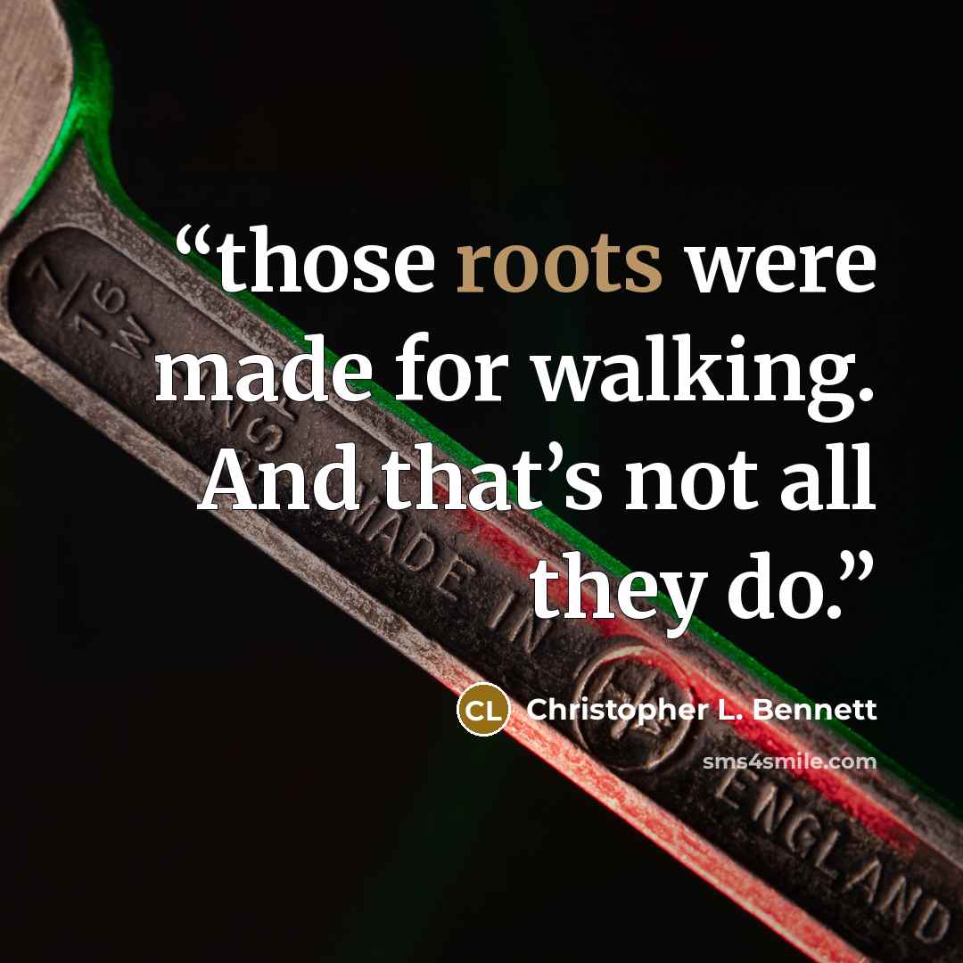 “those roots were made for walking. And that’s not all they do.” quote by Christopher L. Bennett