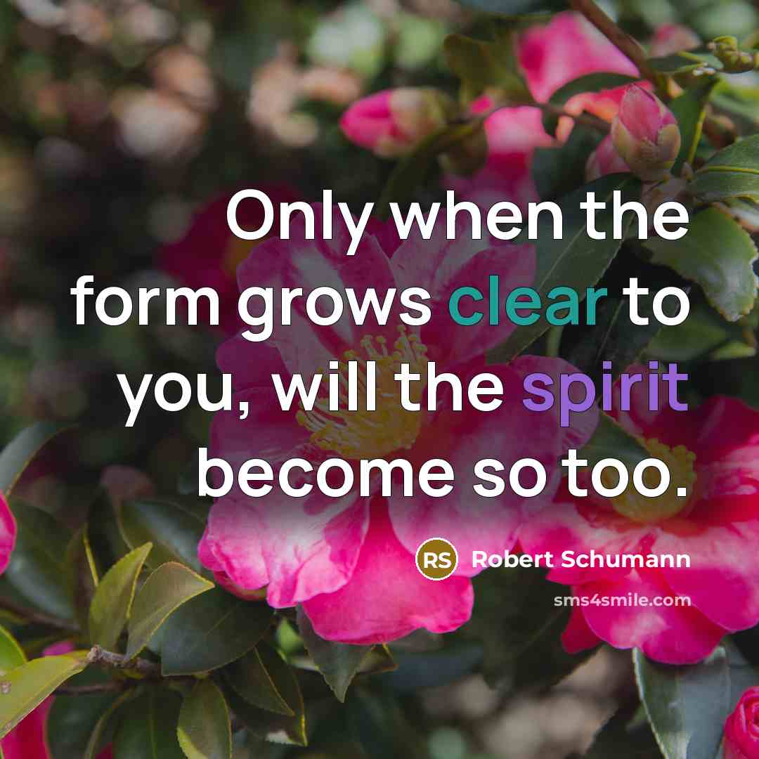 “Only when the form grows clear to you, will the spirit become so too.” quote by Robert Schumann