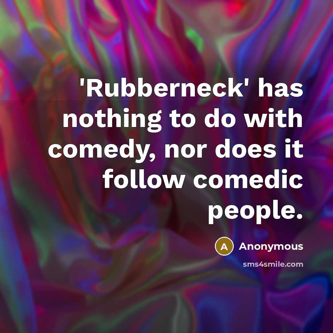 “'Rubberneck' has nothing to do with comedy, nor does it follow comedic people.” quote by Anonymous