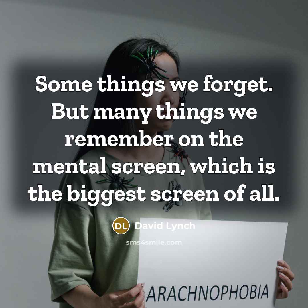 “Some things we forget. But many things we remember on the mental screen, which is the biggest screen of all.” quote by David Lynch