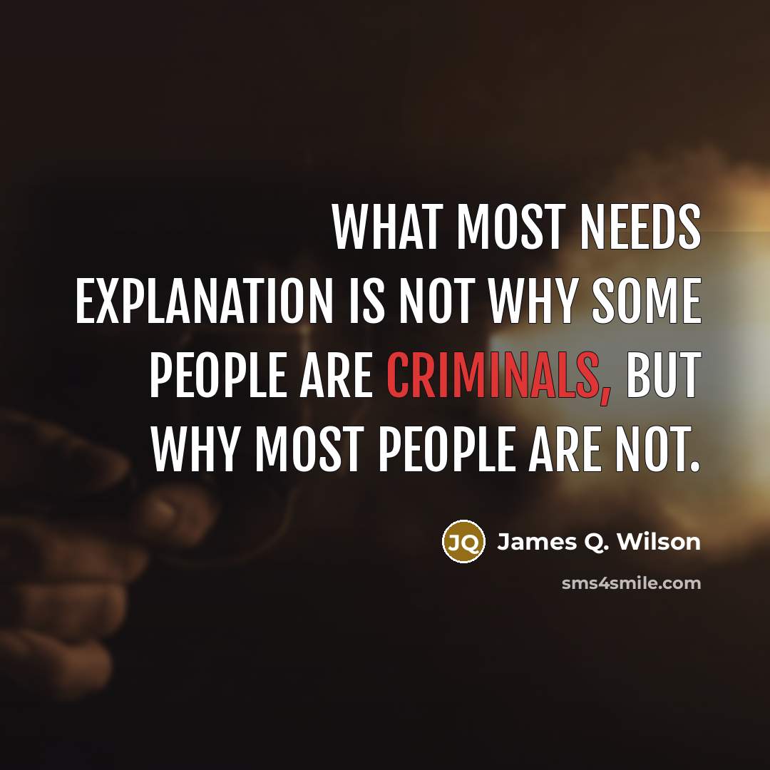“What most needs explanation is not why some people are criminals, but why most people are not.” quote by James Q. Wilson