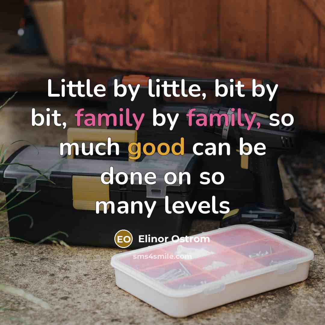 “Little by little, bit by bit, family by family, so much good can be done on so many levels” quote by Elinor Ostrom