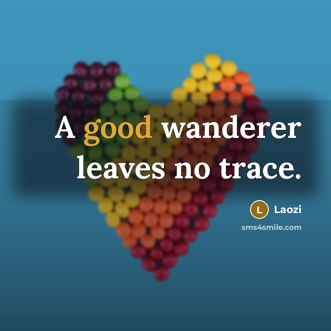 “A good wanderer leaves no trace.” quote by Laozi
