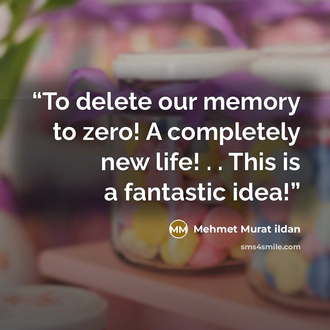 “To delete our memory to zero! A completely new life! . . This is a fantastic idea!” quote by Mehmet Murat ildan