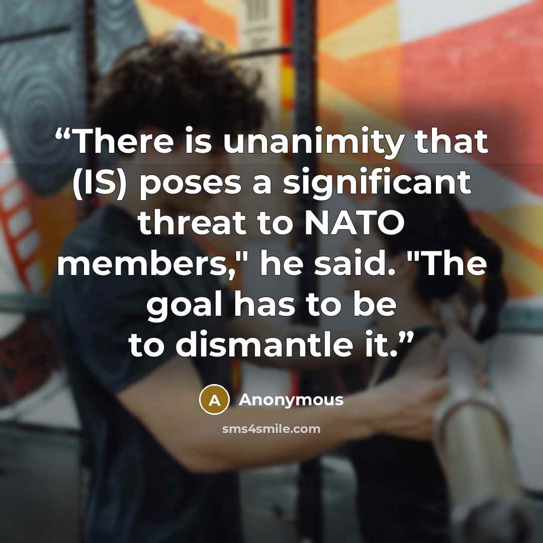 “There is unanimity that (IS) poses a significant threat to NATO members," he said. "The goal has to be to dismantle it.” quote by Anonymous