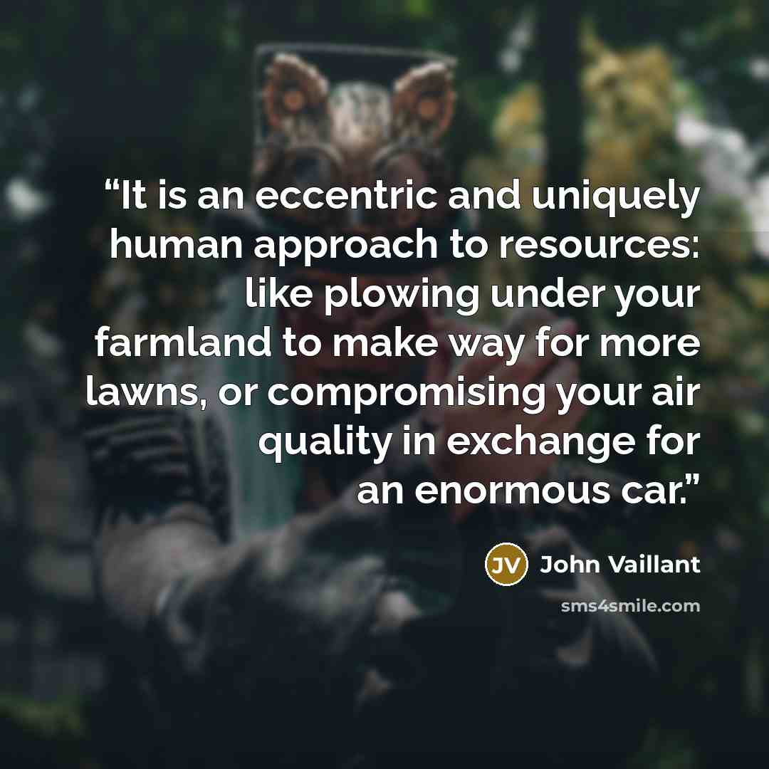 “It is an eccentric and uniquely human approach to resources: like plowing under your farmland to make way for more lawns, or compromising your air quality in exchange for an enormous car.” quote by John Vaillant