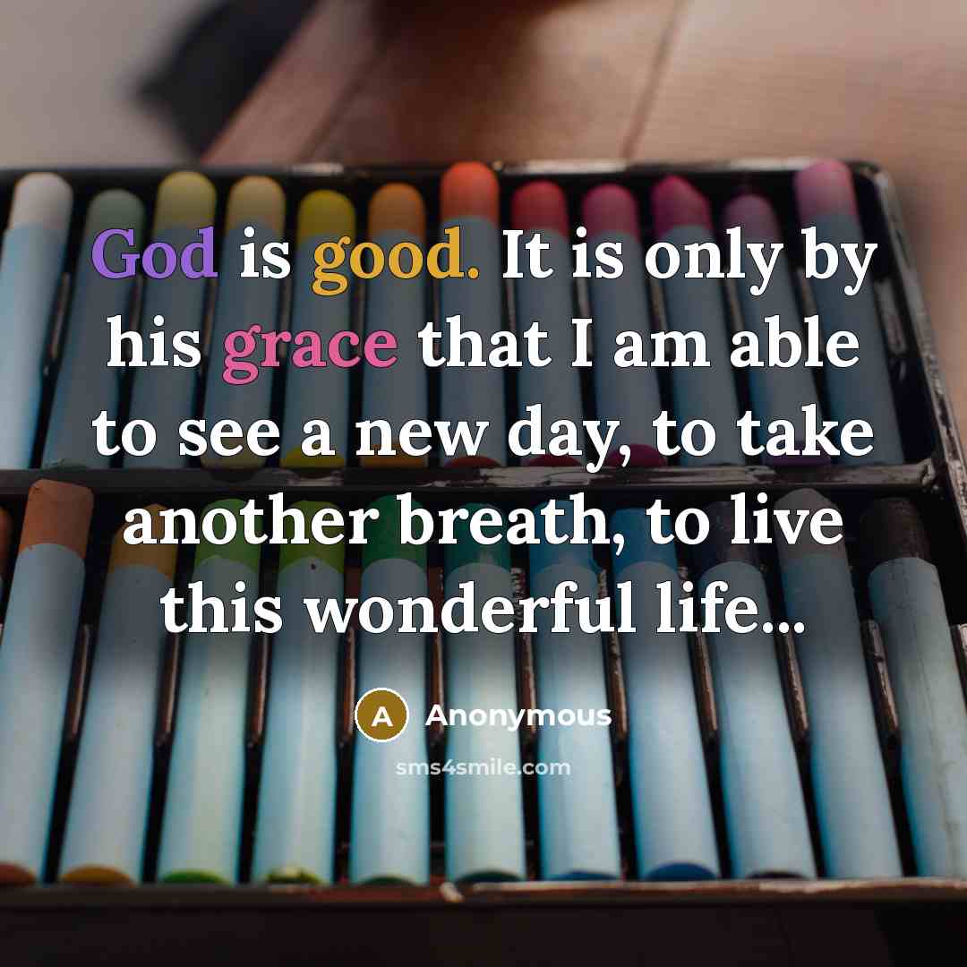 “God is good. It is only by his grace that I am able to see a new day, to take another breath, to live this wonderful life...” quote by Anonymous