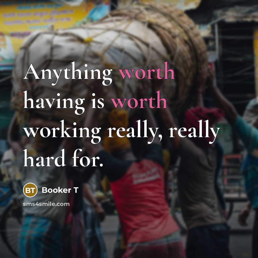 “Anything worth having is worth working really, really hard for.” quote by Booker T