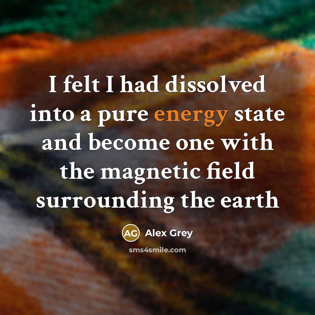 “I felt I had dissolved into a pure energy state and become one with the magnetic field surrounding the earth” quote by Alex Grey