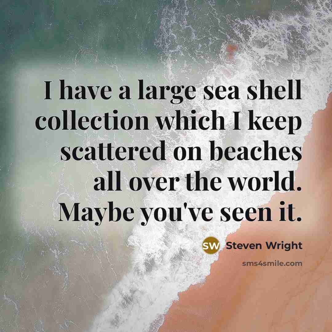 “I have a large sea shell collection which I keep scattered on beaches all over the world. Maybe you've seen it.” quote by Steven Wright