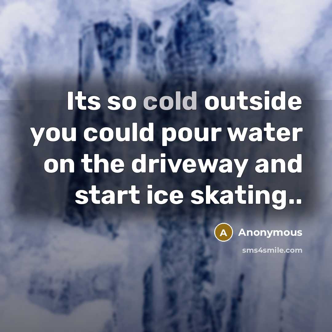 “Its so cold outside you could pour water on the driveway and start ice skating..” quote by Anonymous