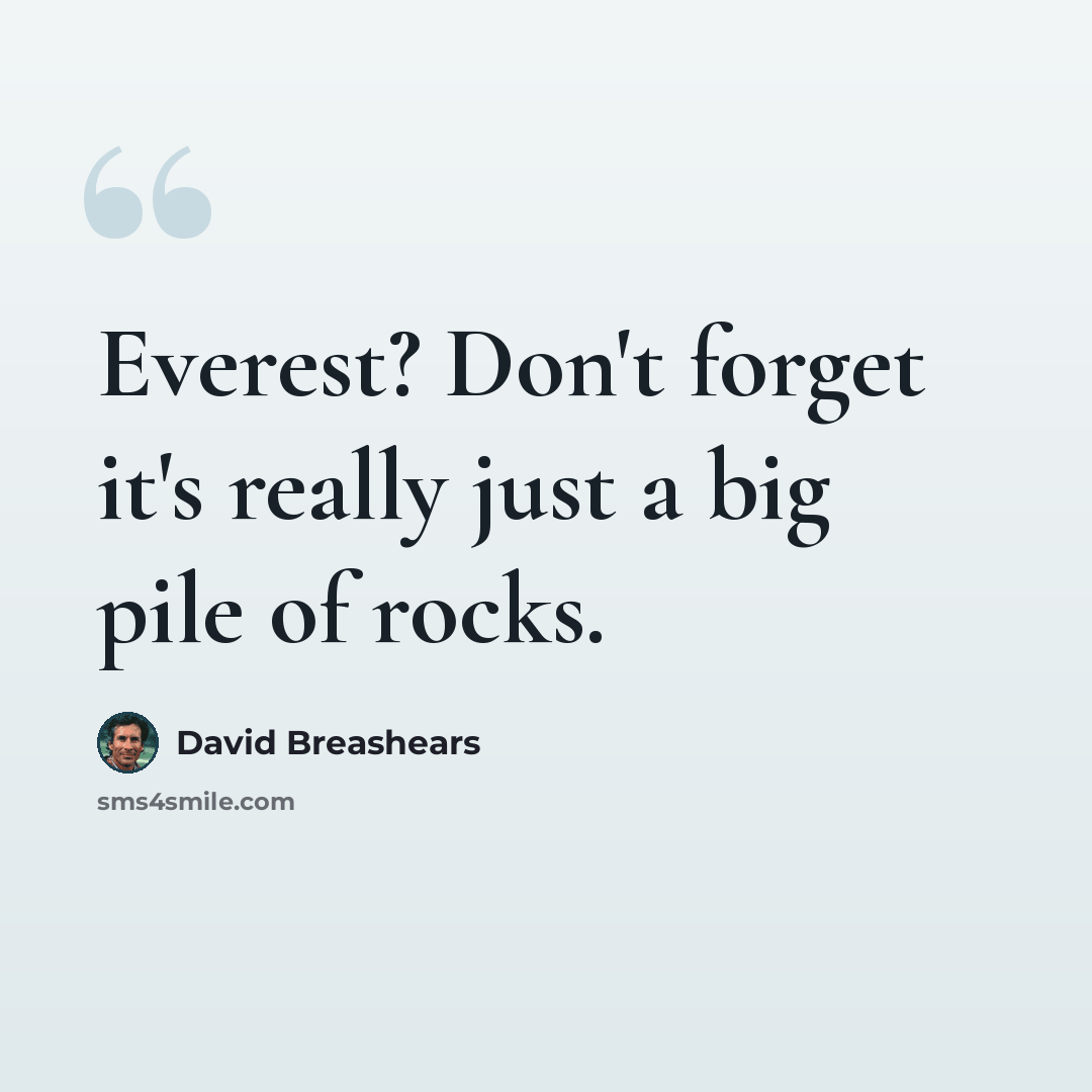 “Everest? Don't forget it's really just a big pile of rocks.” quote by David Breashears