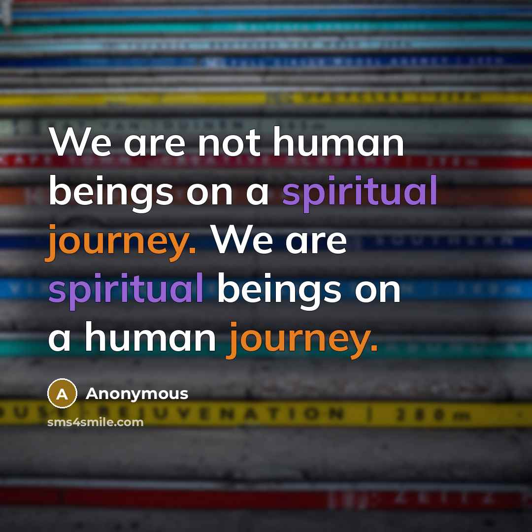 “We are not human beings on a spiritual journey. We are spiritual beings on a human journey.” quote by Anonymous