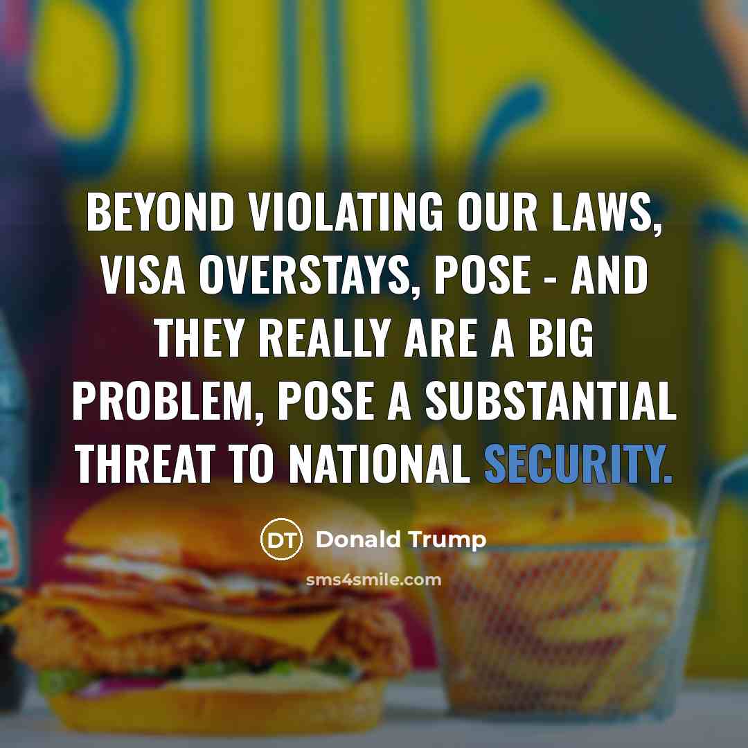 “Beyond violating our laws, visa overstays, pose - and they really are a big problem, pose a substantial threat to national security.” quote by Donald Trump