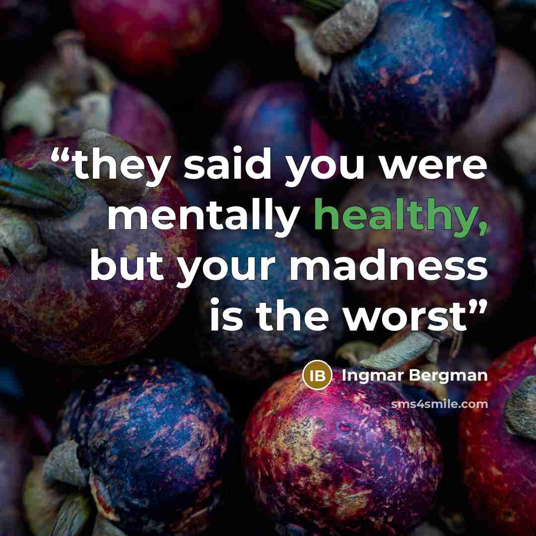 “they said you were mentally healthy, but your madness is the worst” quote by Ingmar Bergman