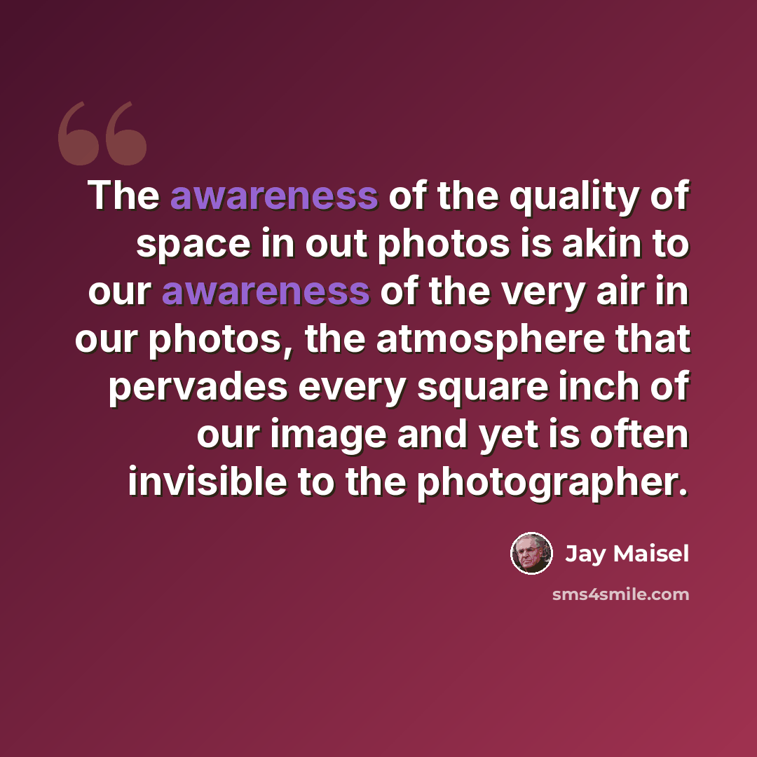 “The awareness of the quality of space in out photos is akin to our awareness of the very air in our photos, the atmosphere that pervades every square inch of our image and yet is often invisible to the photographer.” quote by Jay Maisel