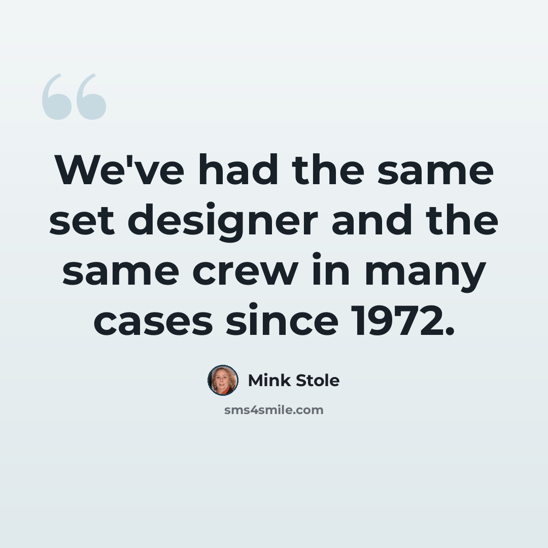 “We've had the same set designer and the same crew in many cases since 1972.” quote by Mink Stole