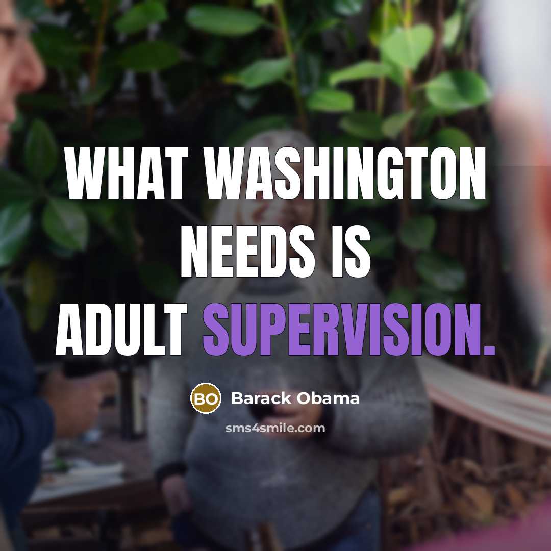 “What Washington needs is adult supervision.” quote by Barack Obama