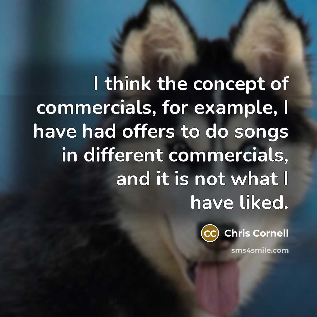 “I think the concept of commercials, for example, I have had offers to do songs in different commercials, and it is not what I have liked.” quote by Chris Cornell