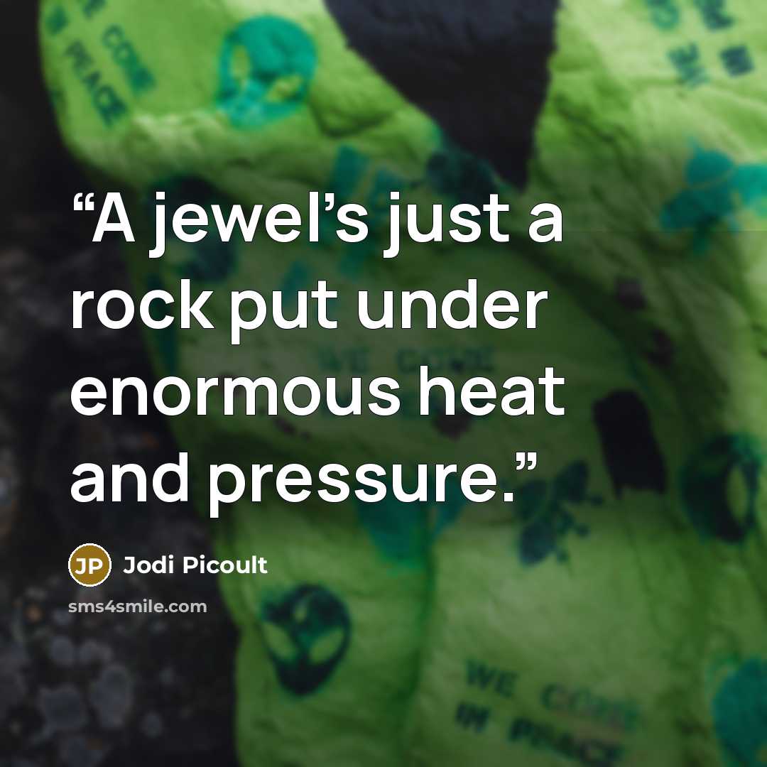 “A jewel's just a rock put under enormous heat and pressure.” quote by Jodi Picoult