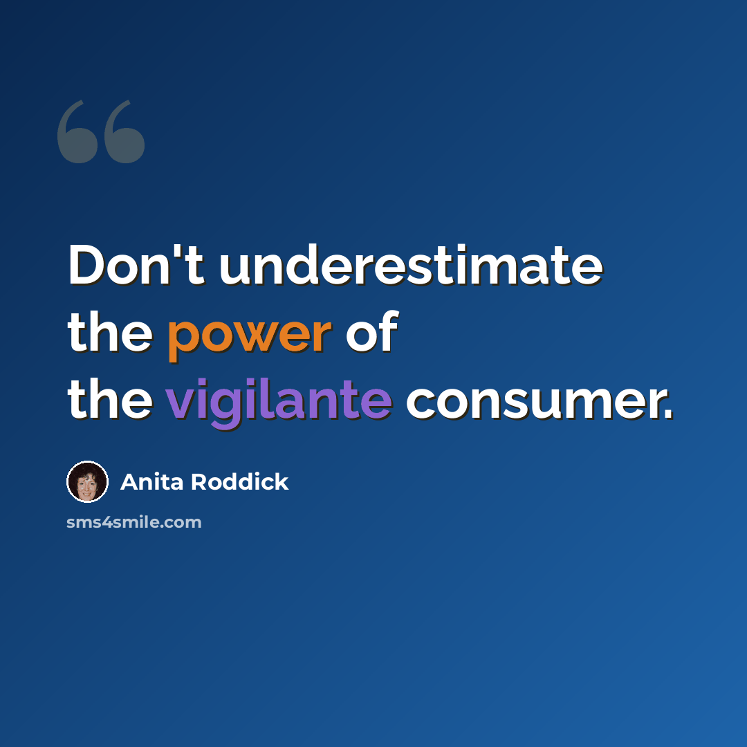 “Don't underestimate the power of the vigilante consumer.” quote by Anita Roddick