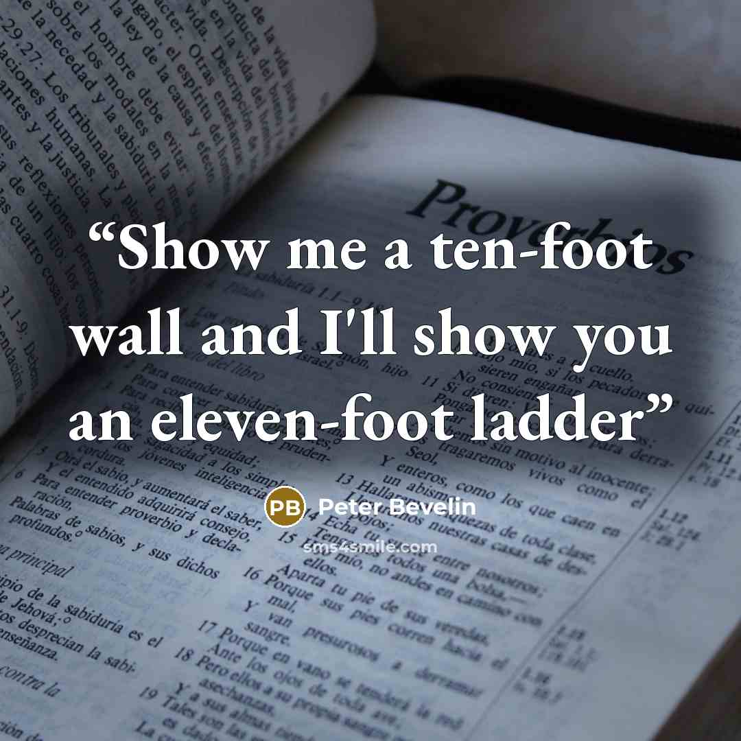 “Show me a ten-foot wall and I'll show you an eleven-foot ladder” quote by Peter Bevelin