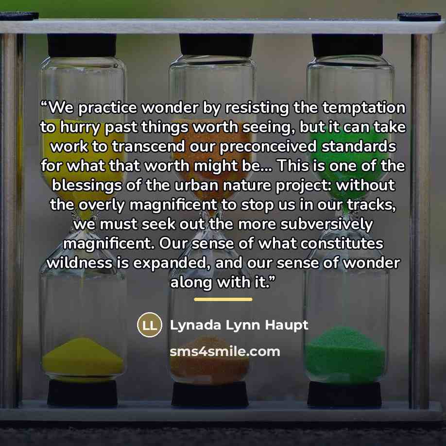 “We practice wonder by resisting the temptation to hurry past things worth seeing, but it can take work to transcend our preconceived standards for what that worth might be... This is one of the blessings of the urban nature project: without the overly magnificent to stop us in our tracks, we must…” quote by Lynada Lynn Haupt