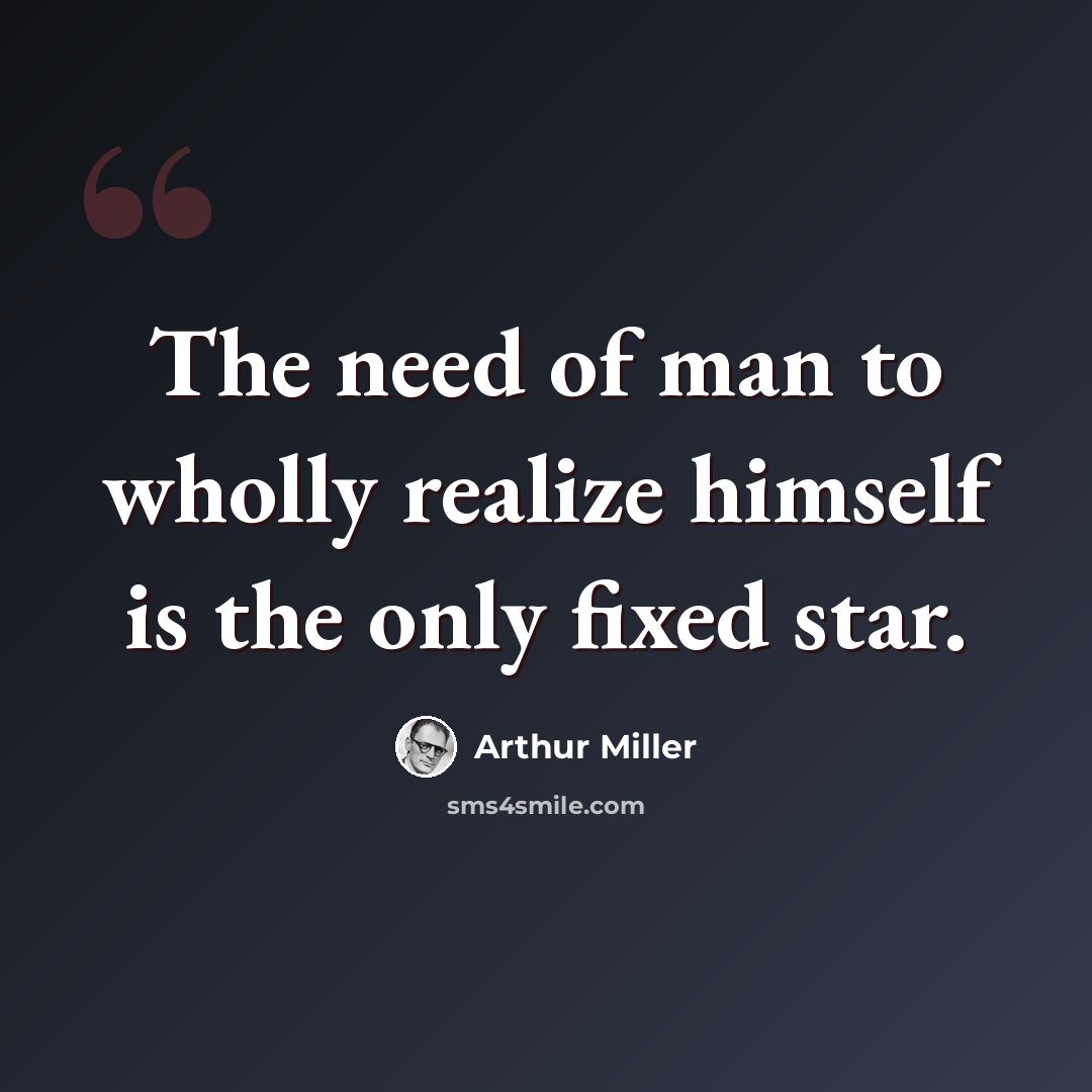 “The need of man to wholly realize himself is the only fixed star.” quote by Arthur Miller