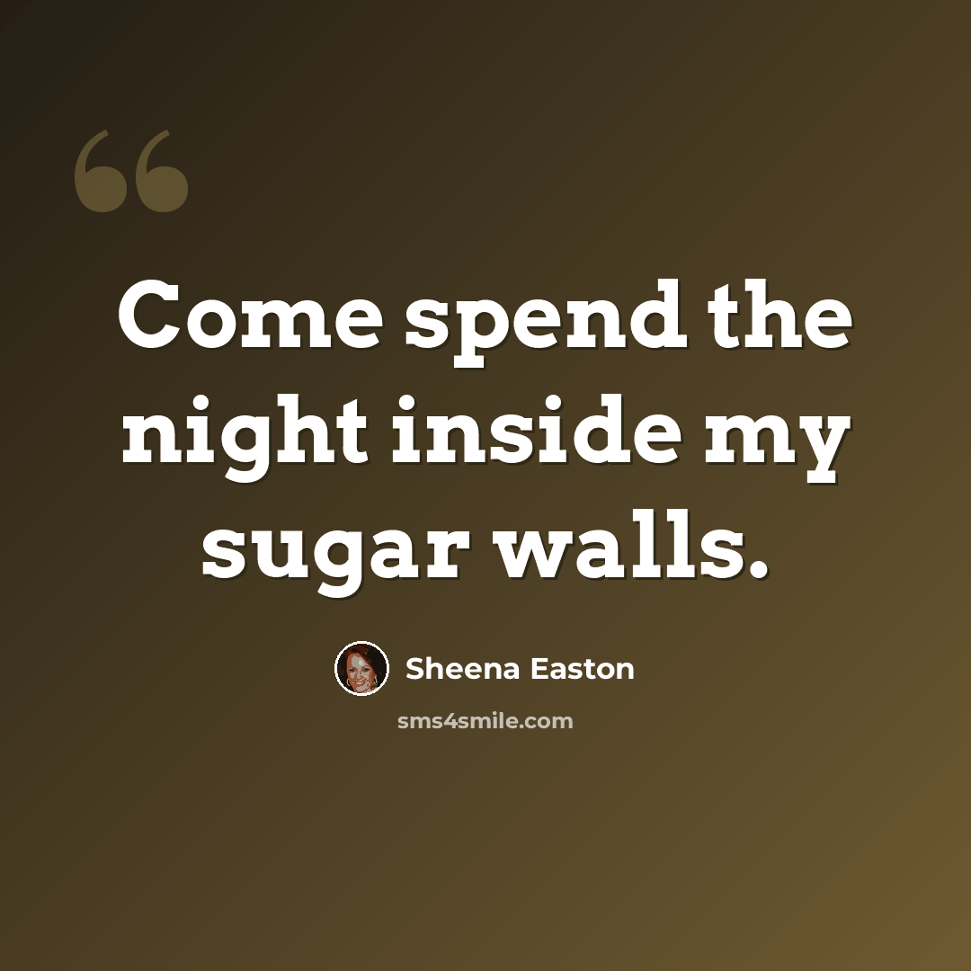 “Come spend the night inside my sugar walls.” quote by Sheena Easton